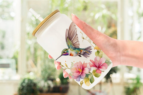 Glass Can Hummingbird Summer Sublimation artnoy 