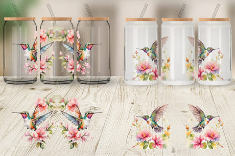 Glass Can Hummingbird Summer Sublimation artnoy 