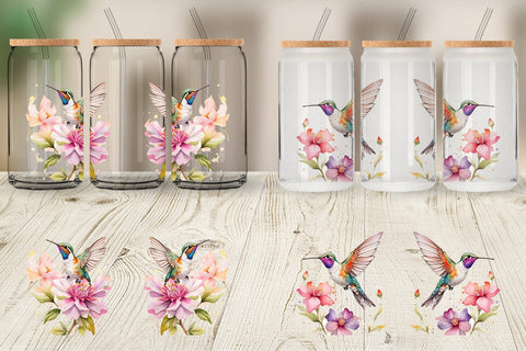 Glass Can Hummingbird Summer Sublimation artnoy 