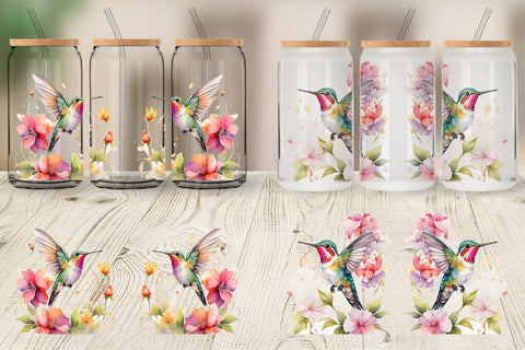Glass Can Hummingbird Summer Sublimation artnoy 