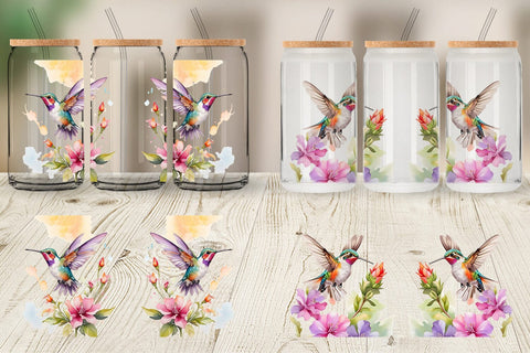Glass Can Hummingbird Summer Sublimation artnoy 
