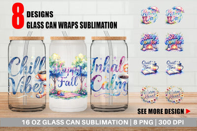 Glass Can Hygge Fall Snuggle Quotes Sublimation artnoy 