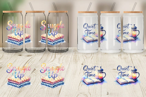 Glass Can Hygge Fall Snuggle Quotes Sublimation artnoy 
