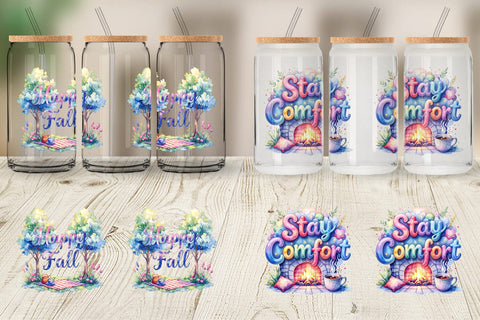 Glass Can Hygge Fall Snuggle Quotes Sublimation artnoy 