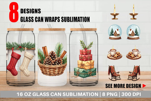 Glass Can Hygge Holiday Sublimation artnoy 