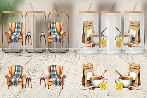 Glass Can Hygge Home Comforts Watercolor Sublimation artnoy 