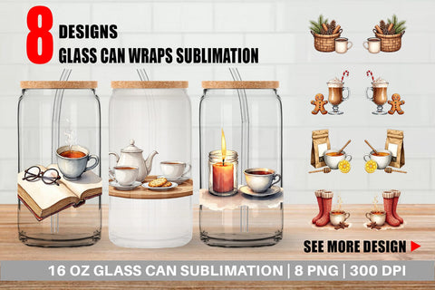 Glass Can Hygge Home Comforts Watercolor Sublimation artnoy 