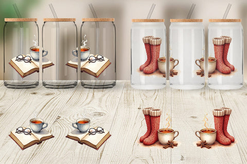 Glass Can Hygge Home Comforts Watercolor Sublimation artnoy 