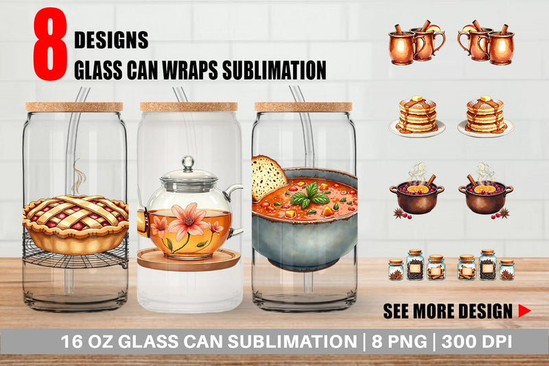Glass Can Hygge Winter Kitchen Sublimation artnoy 