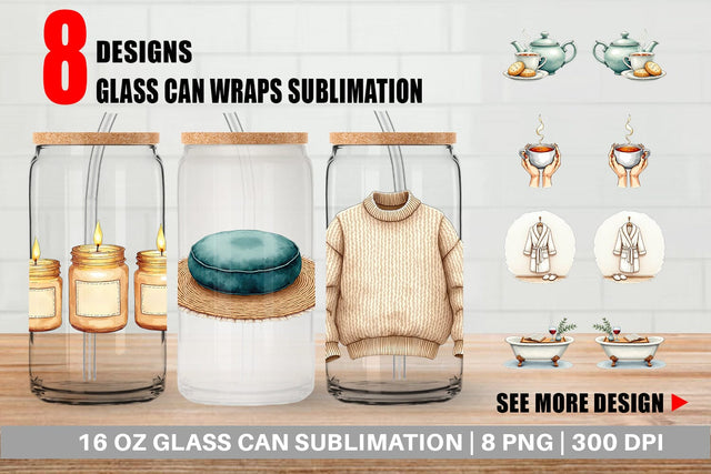 Glass Can Hygge Winter Selfcare Sublimation artnoy 