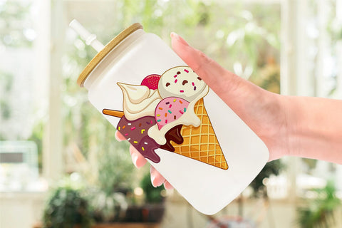 Glass Can Ice Cream Cone Sublimation artnoy 
