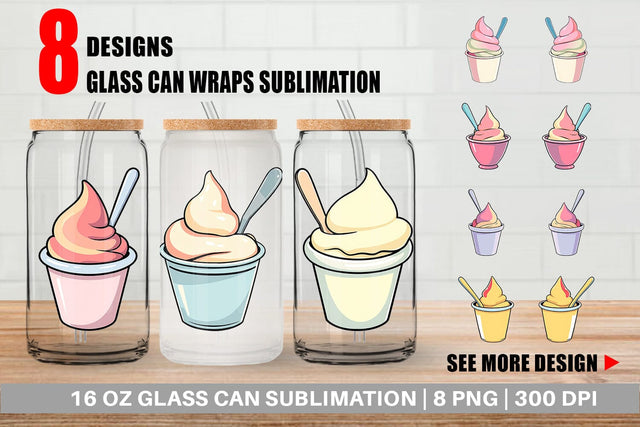 Glass Can Ice Cream Cup Sublimation artnoy 