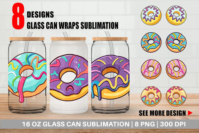 Glass Can Icing Drizzled Donut Sublimation artnoy 
