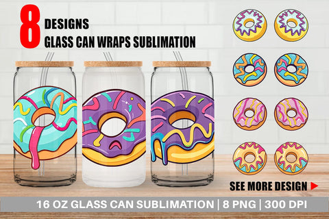 Glass Can Icing Drizzled Donut Sublimation artnoy 