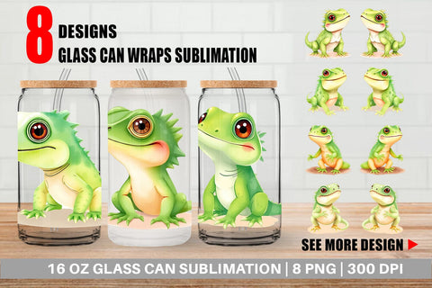 Glass Can Iguana Wildlife Sublimation artnoy 