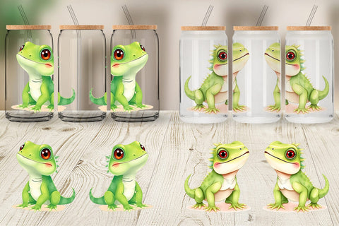Glass Can Iguana Wildlife Sublimation artnoy 