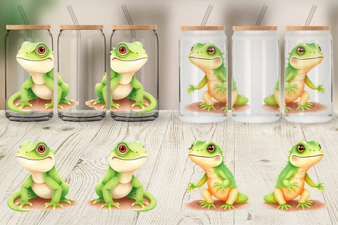 Glass Can Iguana Wildlife Sublimation artnoy 