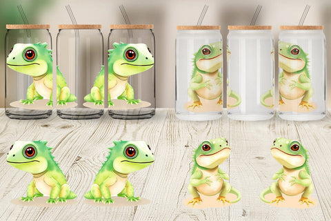 Glass Can Iguana Wildlife Sublimation artnoy 
