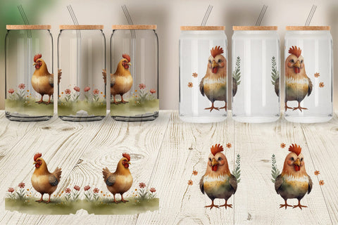 Glass Can Illustration Chicken Sublimation artnoy 