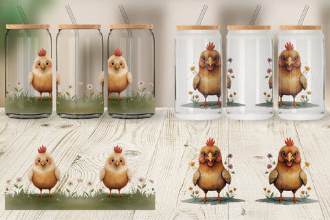 Glass Can Illustration Chicken Sublimation artnoy 