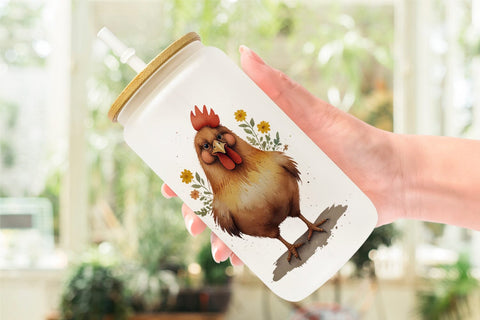 Glass Can Illustration Chicken Sublimation artnoy 