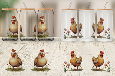 Glass Can Illustration Chicken Sublimation artnoy 
