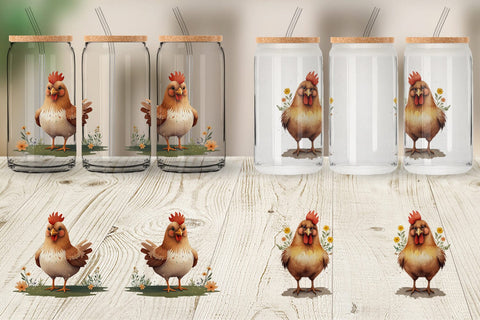 Glass Can Illustration Chicken Sublimation artnoy 