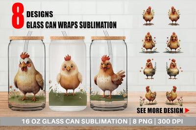 Glass Can Illustration Chicken Sublimation artnoy 