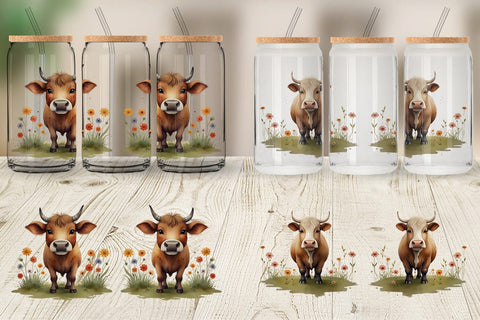 Glass Can Illustration Cow Sublimation artnoy 