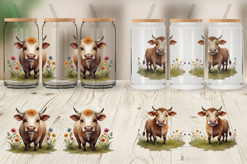Glass Can Illustration Cow Sublimation artnoy 
