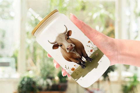 Glass Can Illustration Cow Sublimation artnoy 