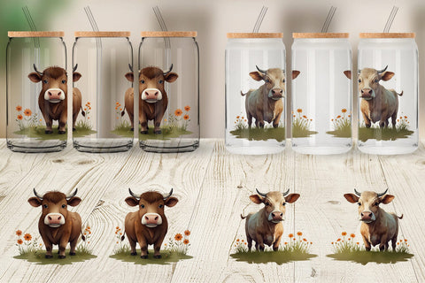Glass Can Illustration Cow Sublimation artnoy 