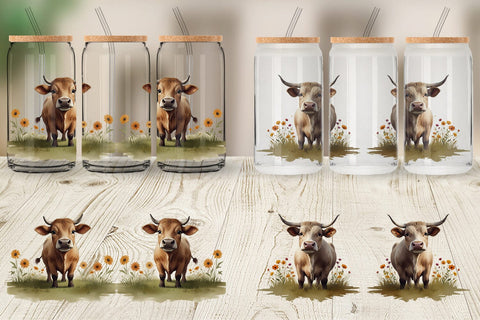 Glass Can Illustration Cow Sublimation artnoy 