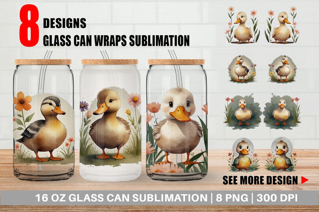 Glass Can Illustration Duck Sublimation artnoy 