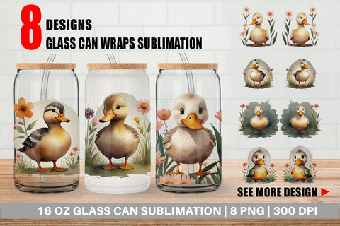 Glass Can Illustration Duck Sublimation artnoy 