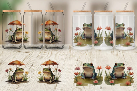 Glass Can Illustration Frog Sublimation artnoy 