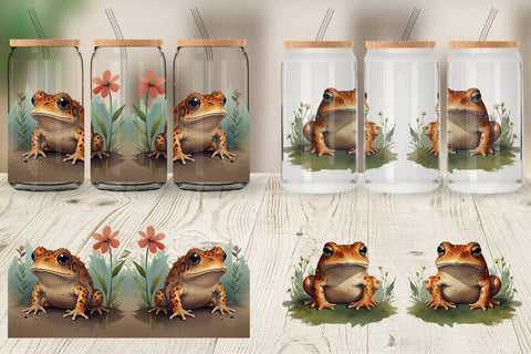 Glass Can Illustration Frog Sublimation artnoy 