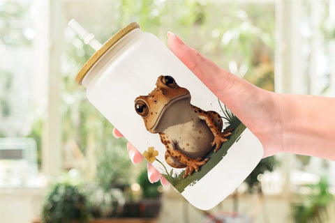 Glass Can Illustration Frog Sublimation artnoy 
