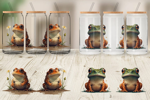 Glass Can Illustration Frog Sublimation artnoy 
