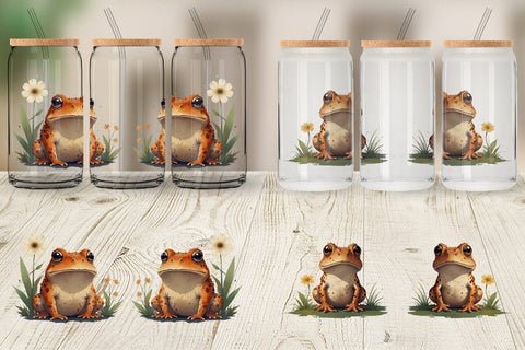 Glass Can Illustration Frog Sublimation artnoy 