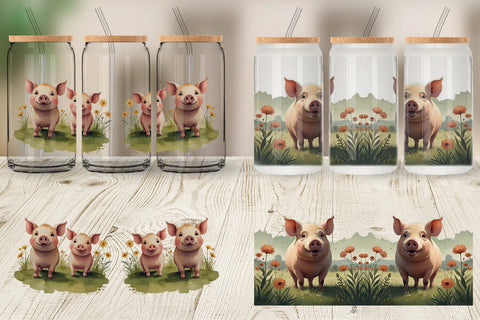 Glass Can Illustration Pig Sublimation artnoy 