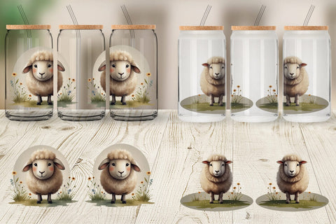 Glass Can Illustration Sheep Sublimation artnoy 