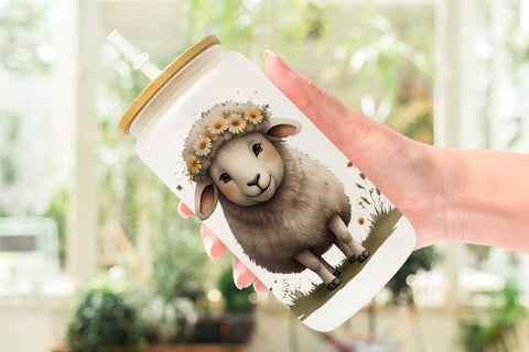 Glass Can Illustration Sheep Sublimation artnoy 