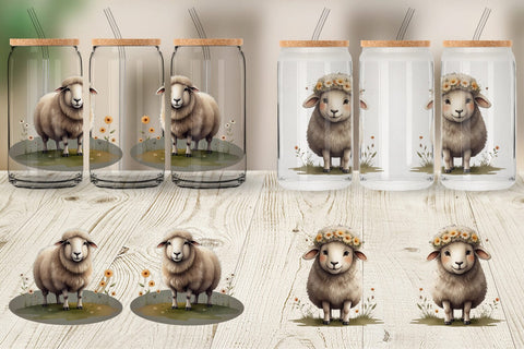 Glass Can Illustration Sheep Sublimation artnoy 