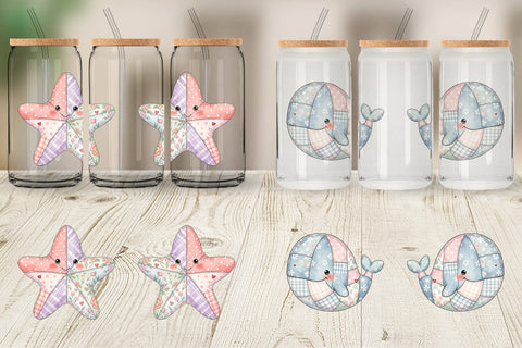 Glass Can Innocent Beach Patchwork Watercolor Sublimation artnoy 