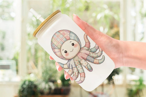 Glass Can Innocent Beach Patchwork Watercolor Sublimation artnoy 