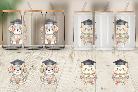 Glass Can Innocent Graduation Patchwork Watercolor Sublimation artnoy 