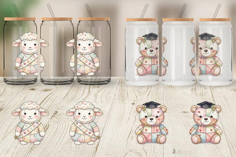 Glass Can Innocent Graduation Patchwork Watercolor Sublimation artnoy 