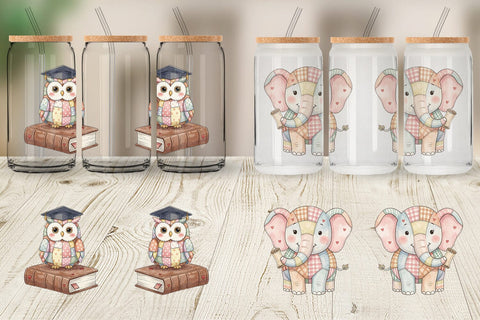 Glass Can Innocent Graduation Patchwork Watercolor Sublimation artnoy 