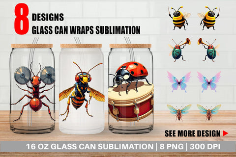 Glass Can Insect Music Parade Sublimation artnoy 